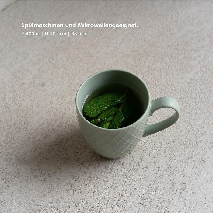 KIVY Набор чашек из 6 чашек для кофе 400 мл цветная керамика KIVY