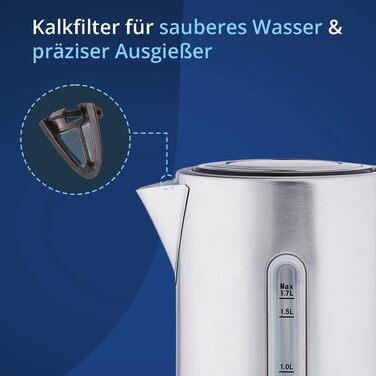 KHG Электрочайник 1,7 л 2200 Вт нержавеющая сталь WK-1703 ES KHG