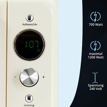 KHG Микроволновая печь 20 л в ретро дизайне металл/стекло/пластик KHG