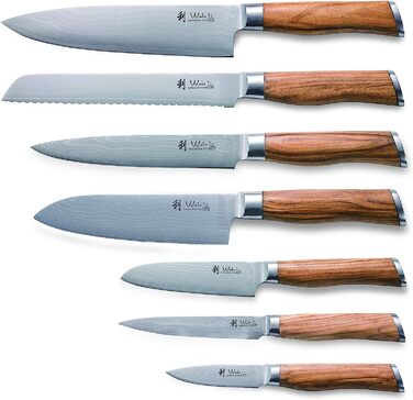 Профессиональный нож с дамасской стали с ручкой из оливкового дерева Wakoli