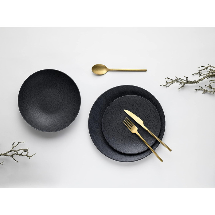 Набор тарелок из керамики 12 предметов Black Slate CreaTable