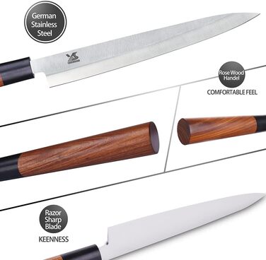 Набор из 3 ножей для сашими сталь/дерево палисандр MSY BIGSUNNY