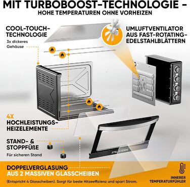 Мини-духовка с конвекцией воздуха 60 л CYCLONE PRO+ Stillstern