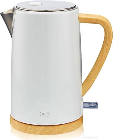 KHG Электрочайник 1,7 л нержавеющая сталь/пластик скандинавский стиль White KHG