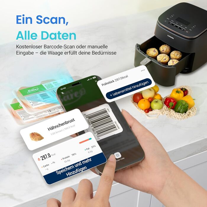 Весы кухонные цифровые до 5 кг ‎26,5 x 18 x 3 см Silver COSORI