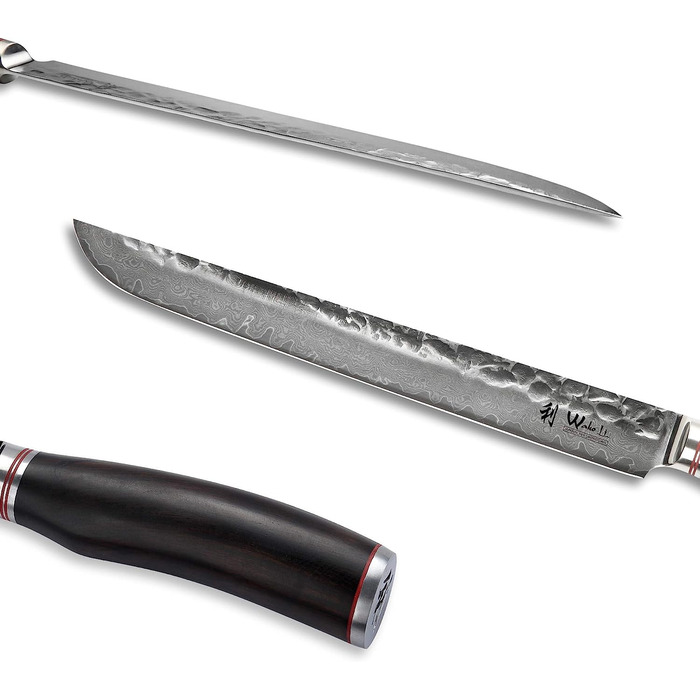 Профессиональный поварской нож из настоящей дамасской стали с рукояткой из дерева пакка 27,5см Wakoli Hamokiri