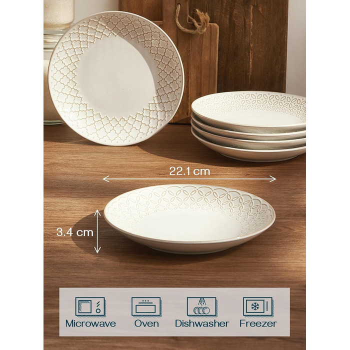 Набор десертных тарелок 22 см 6 предметов Vintage White DOWAN