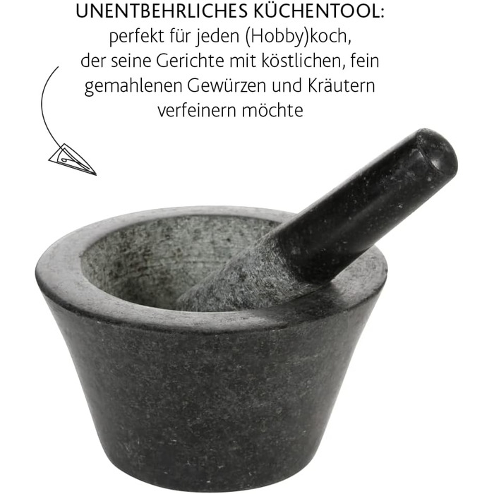 Ступка с пестиком 18 см чёрная BOSKA