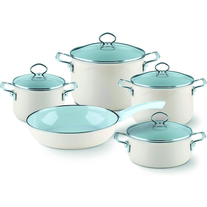 Кастрюля 6.5 л 24 см, эмалированная, бежевая Riess 0705-011