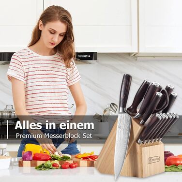 Набор кухонных ножей с деревянным блоком 14 предметов PAUDIN