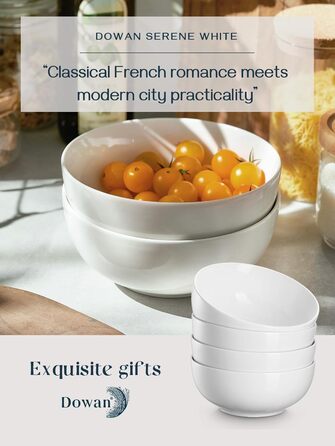 Набор глубоких керамических пиал 1,1 л 4 предмета White DOWAN