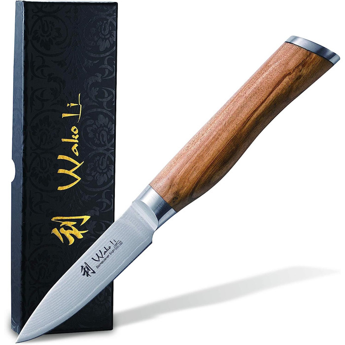 Профессиональный нож с дамасской стали с ручкой из оливкового дерева Wakoli
