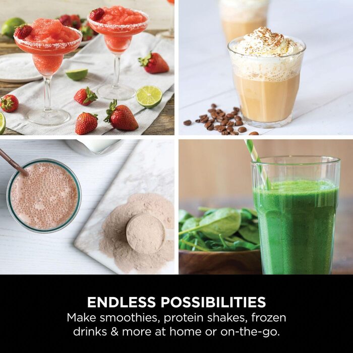 Портативный блендер, 530 мл, герметичная крышка и носик для питья, мощный беспроводной мини-блендер, перезаряжаемый, портативные смузи, протеиновые коктейли, смеси со льдом и льдом (белый), 151UKPR