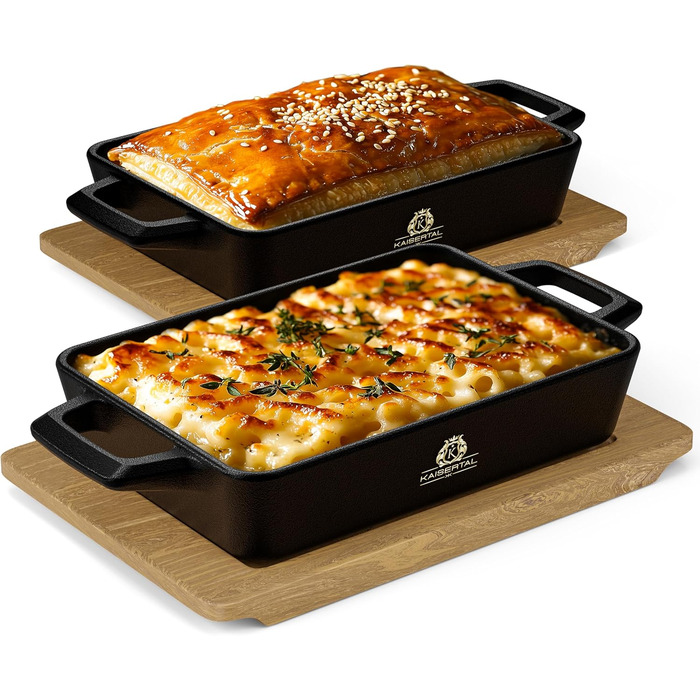 KAISERTAL Набор из 2 сервировочных сковород чугун/дерево KAISERTAL