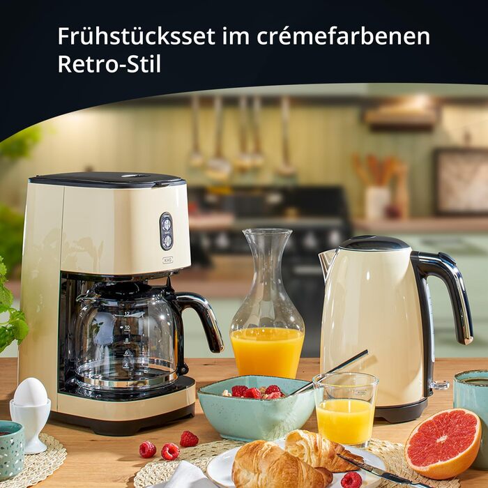 Кофемашина и электрочайник 2 предмета Cream Retro Vintage KHG