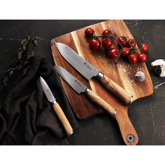 Набор из 3 ножей из дамасской стали Olive Wakoli