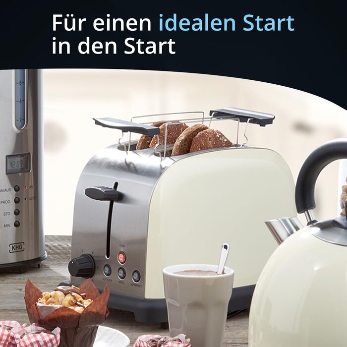 KHG Набор для завтрака из электрочайника 1,7 л и тостера на 2 ломтика KHG