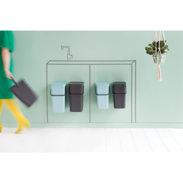 Набор встраиваемых мусорных ведер 2 х 12 л мятный/черный Sort&amp;Go Brabantia