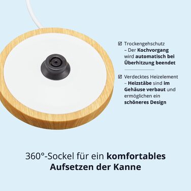 KHG Электрочайник 1,7 л нержавеющая сталь/пластик скандинавский стиль White KHG