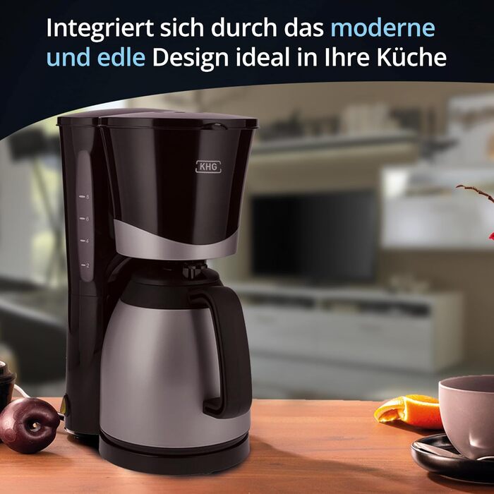KHG Кофемашина на 8 чашек со съемным фильтром 1 л 870 Вт Black KHG