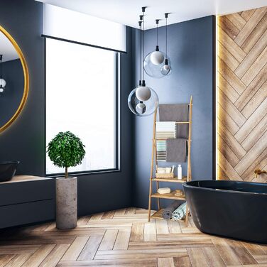 Вешалка для полотенец бамбуковая, складная, маленькая вешалка для одежды, 3 полки, 3 вешалки для полотенец, 4 боковых крючка, ВхШхГ 152 x 53 x 31 см, дерево, натуральный Коттедж