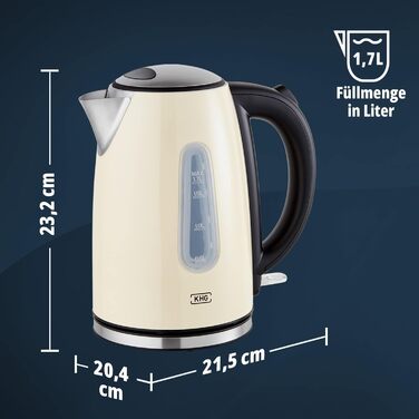 KHG Электрочайник 1,7 л нержавеющая сталь/пластик 2200 Вт WK-1707 CE KHG