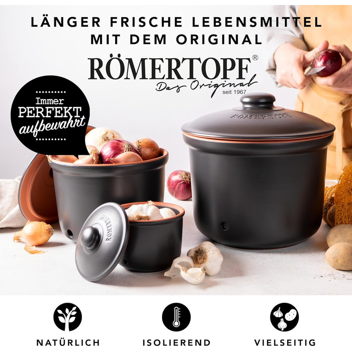 Набор горшков для хранения 3 предмета Black Römertopf