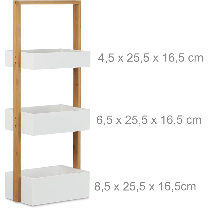 Полка для ванной комнаты с 3 корзинами 76 x 30 x 18,5 см Relaxdays