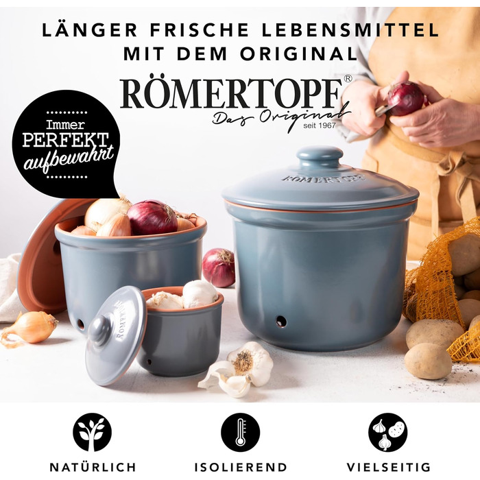 Набор горшков для хранения 3 предмета Grey Römertopf