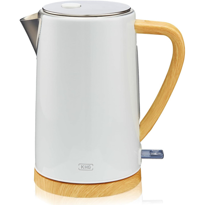 KHG Электрочайник 1,7 л нержавеющая сталь/пластик скандинавский стиль White KHG