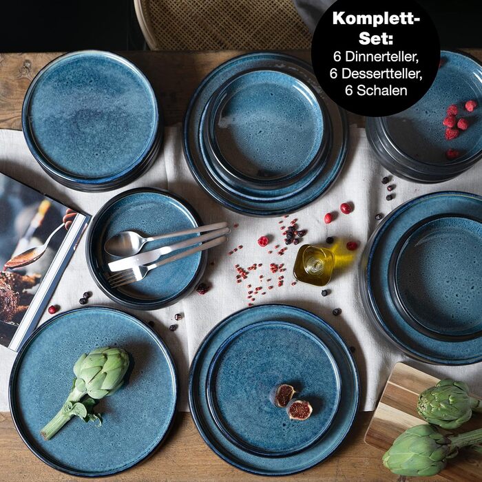 Набор посуды на 6 персон 18 предметов Blue Solid Moritz & Moritz