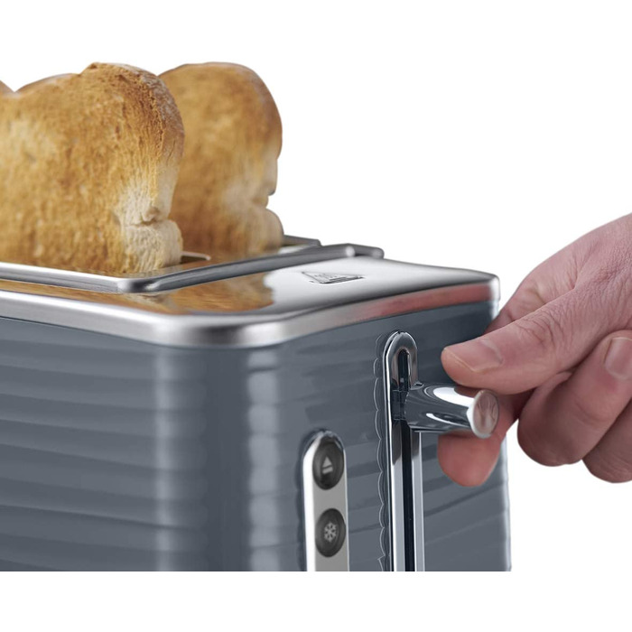 Тостер Russell Hobbs Inspire / на 2 ломтика / с насадкой для булочек / 6 ступеней / функция размораживания и разогрева