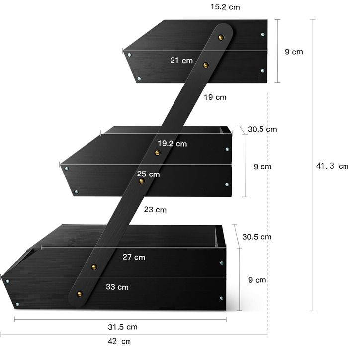 Бамбуковая этажерка для фруктов 41,3 см Black G.a HOMEFAVOR