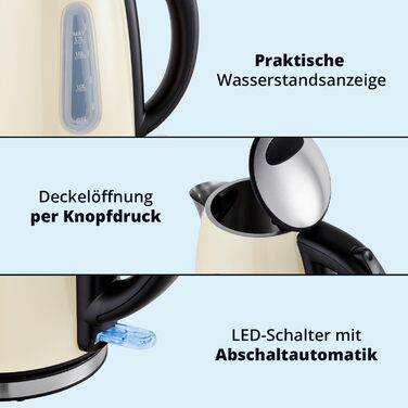 KHG Набор для завтрака из электрочайника 1,7 л и тостера на 2 ломтика KHG