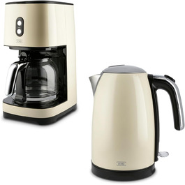 Кофемашина и электрочайник 2 предмета Cream Retro Vintage KHG