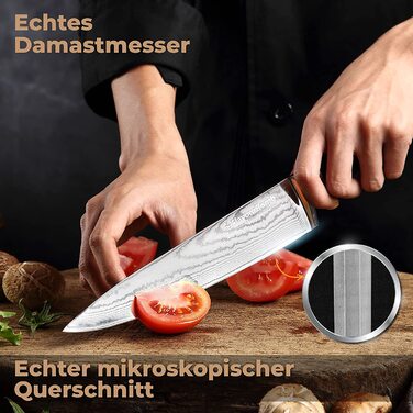 Поварской нож FlavourBomb из 67 слоев дамасской стали, рукоять из микарты, 20 см