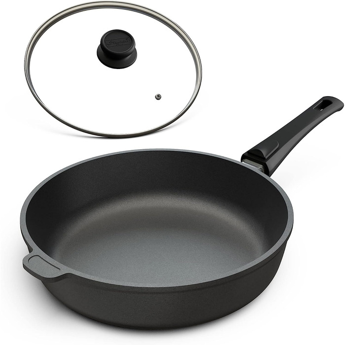 Чугунная индукционная сковорода с крышкой 28 см Hoffmann