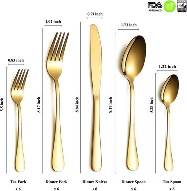 Набор столовых приборов 30 предметов Gold HOMQUEN