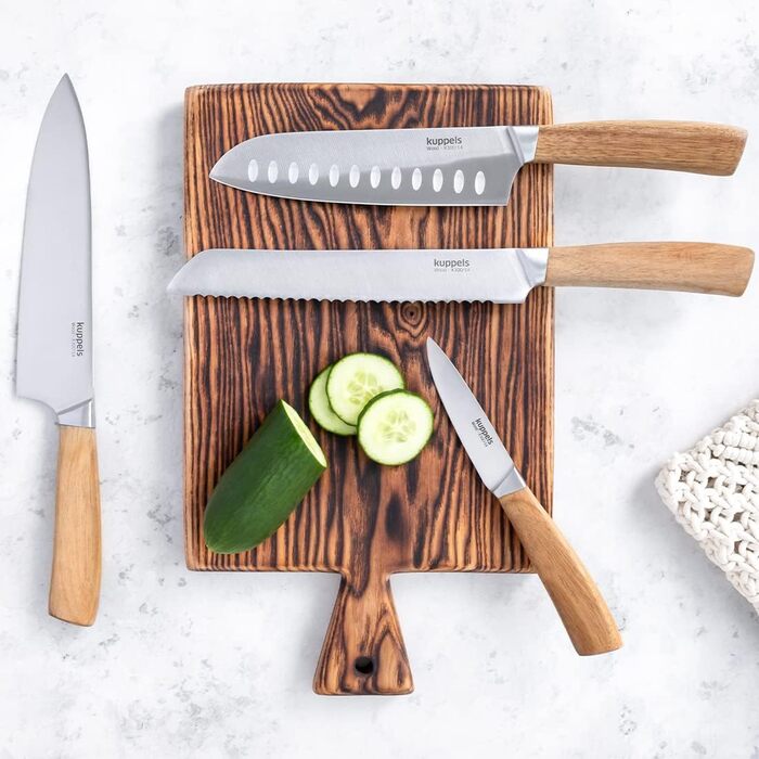 Kuppels Набор из 5 ножей с блоком для хранения сталь/акация Kuppels