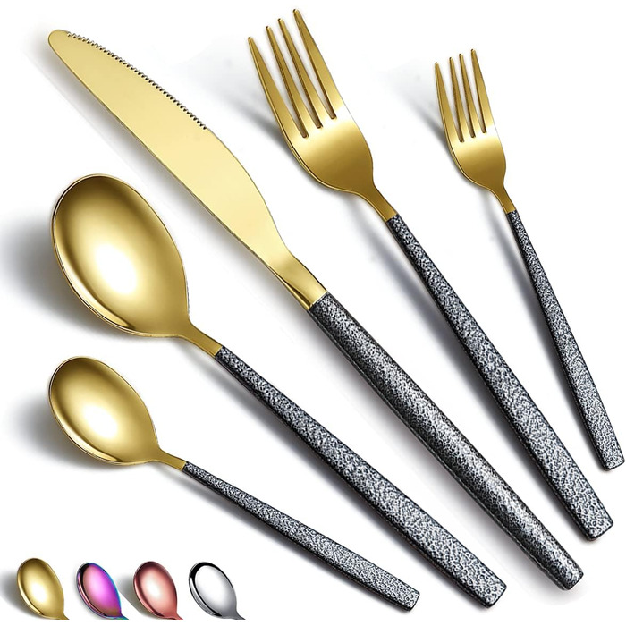 Набор столовых приборов 30 предметов Black Gold HOMQUEN