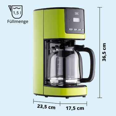 KHG Кофемашина капельная на 12 чашек 1,5 л сталь/стекло/пластик Lime KHG