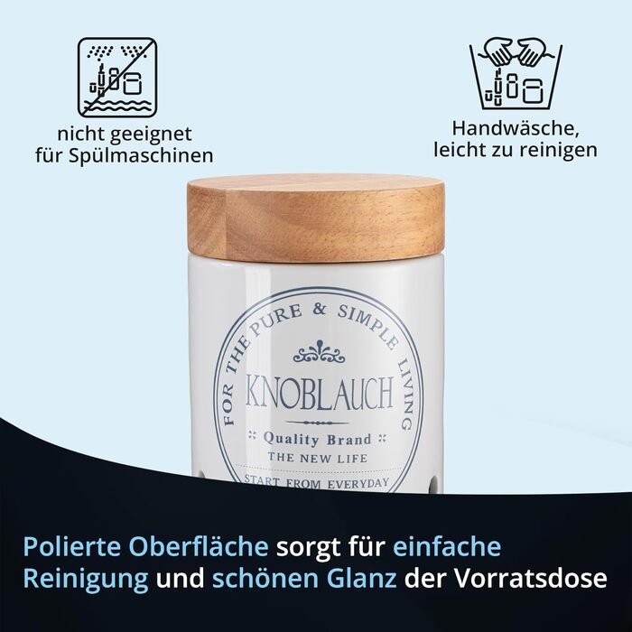 KHG Набор банок для хранения лука и чеснока керамика/бамбук White KHG