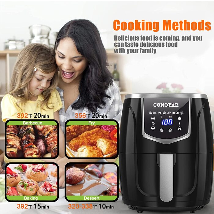 Фритюрница CONOYAR XXL AF336 / 4,5 л / 1300 Вт / 8 программ