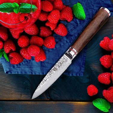 Профессиональный поварской нож из натуральной дамасской стали с рукояткой из орехового дерева 9 см 67 Wakoli