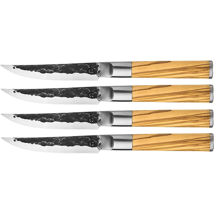 Набор кованых ножей для стейка Forged, 4 предмета, из оливкового дерева и японсокой нержавеющей стали, ручная работа, в деревянной коробке
