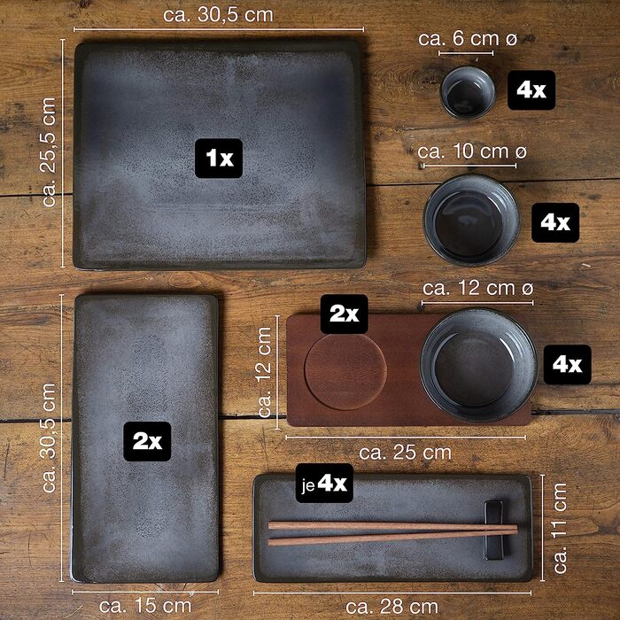 Набор посуды для суши на 4 персоны/29 предметов Gray Vida Moritz & Moritz