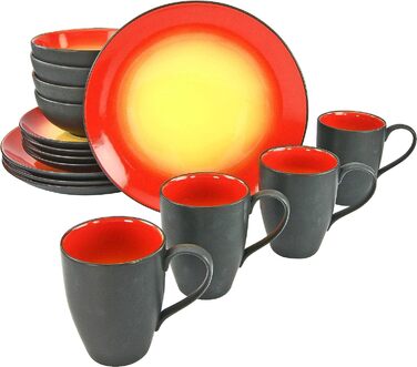 Столовый сервиз на 4 человека 16 предметов Hot Red Series CreaTable