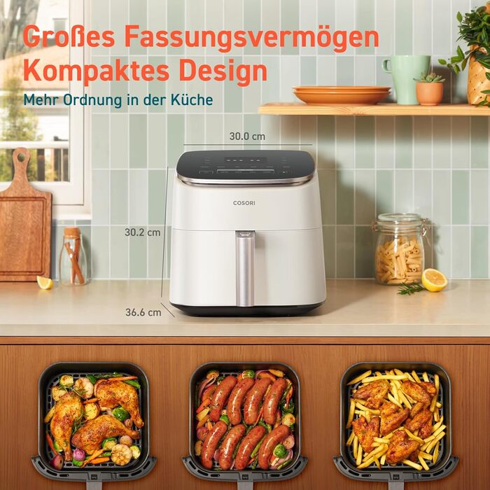 Фритюрница аэрогриль 6 л 1725 Вт White XXL TurboBlaze COSORI