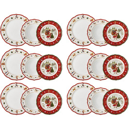 Набор рождественских тарелок на 6 персон 18 предметов Red Happy Wintertime Hutschenreuther