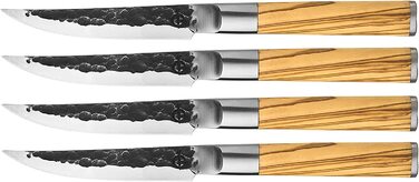 Набор кованых ножей для стейка Forged, 4 предмета, из оливкового дерева и японсокой нержавеющей стали, ручная работа, в деревянной коробке